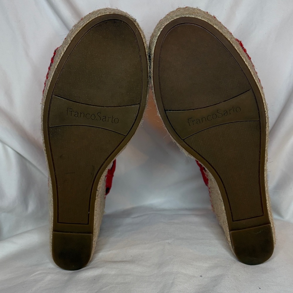 Franco Sarto Tamara Red Wedge Espadrille Sandals Size 8 - Picture 5 of 10